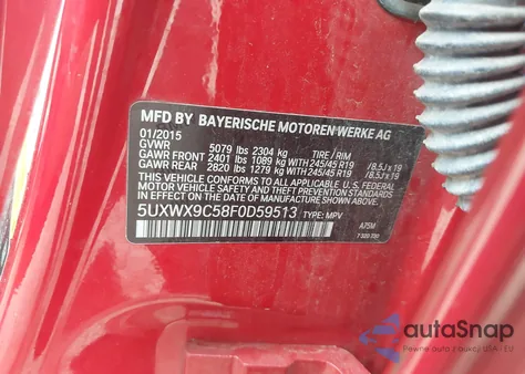 2015 BMW X3 xDrive28I из США, поврежденный, VIN 5UXWX9C58F0D59513